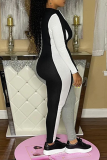 White Casual Solid Patchwork Zipper Collar Skinny Jumpsuits