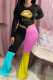 Black Casual Print Patchwork Long Sleeve Two Pieces