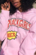 Pink Casual Print Letter Hooded Collar Tops