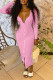 Pink Sexy Casual Solid Basic V Neck Long Sleeve Dresses