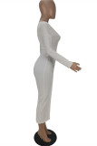 Pink Sexy Casual Solid Basic V Neck Long Sleeve Dresses