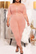 Orange Pink Casual Solid Split Joint Zipper Off the Shoulder Three Quarter Two Pieces