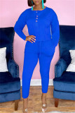 Red Fashion Casual Solid Patchwork U Neck Regular Jumpsuits
