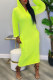Yellow Fashion Casual Solid Ripped Shirt Collar Long Sleeve Dresses