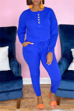 Red Fashion Casual Solid Patchwork U Neck Regular Jumpsuits