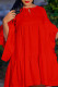 Red Fashion Casual Solid Basic O Neck Long Sleeve Dresses