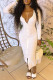 White Sexy Casual Solid Basic V Neck Long Sleeve Dresses