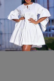 Red Fashion Casual Solid Basic O Neck Long Sleeve Dresses