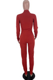 Blue Fashion Casual Solid Basic Turndown Collar Skinny Jumpsuits