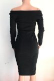 Brown Sexy Solid Make Old Square Collar Pencil Skirt Dresses