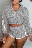 Rose Red Fashion Casual Print Patchwork Long Sleeve Two Pieces