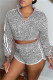 Grey Fashion Casual Print Patchwork Long Sleeve Two Pieces