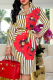 Khaki Casual Print Patchwork Turndown Collar Shirt Dress Dresses