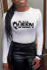 White Fashion Casual Print Basic O Neck Tops