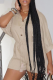 Cream White Casual Solid Patchwork Turndown Collar Straight Rompers
