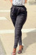 Black Casual Solid Patchwork Fold Skinny High Waist Pencil Solid Color Bottoms