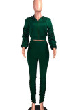 Red Casual Solid Patchwork Fold Hooded Collar Long Sleeve Two Pieces
