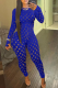 Blue Sexy Solid Patchwork Half A Turtleneck Skinny Jumpsuits