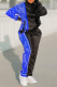 Blue Casual Print Patchwork Turndown Collar Long Sleeve Two Pieces