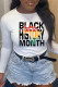 White Fashion Casual Letter Print Basic O Neck Tops