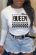 White Fashion Casual Print Basic O Neck T-Shirts