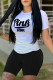 Black Casual Print Patchwork O Neck Short Sleeve Two Pieces