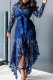 Blue Sexy Solid Lace O Neck Irregular Dress Dresses