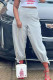 Grey Casual Solid Patchwork Harlan High Waist Harlan Solid Color Bottoms
