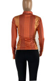 Tangerine Street Print Patchwork Half A Turtleneck Tops