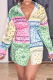 Multicolor Sexy Print Patchwork Turndown Collar Shirt Dress Dresses