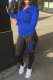 Blue Casual Print Patchwork Long Sleeve Two Pieces