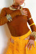 Tangerine Street Print Patchwork Half A Turtleneck Tops