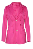 Rose Red Street Solid Patchwork Turndown Collar Outerwear