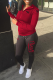 Red Casual Print Patchwork Long Sleeve Two Pieces