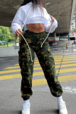 Camouflage Casual Camouflage Print Patchwork Harlan Mid Waist Harlan Full Print Bottoms