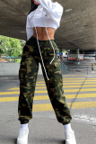 Camouflage Casual Camouflage Print Patchwork Harlan Mid Waist Harlan Full Print Bottoms