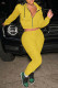 Yellow Fashion Casual Solid Basic Hooded Collar Long Sleeve Two Pieces