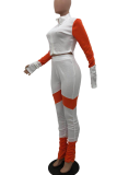 Pink Casual Solid Patchwork Half A Turtleneck Long Sleeve Two Pieces