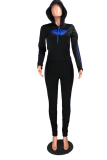 Pink Casual Print Patchwork Hooded Collar Long Sleeve Two Pieces