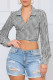 Black Casual Plaid Print Patchwork Turndown Collar Tops