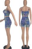 Red Casual Print Patchwork Spaghetti Strap Sleeveless Two Pieces