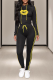 Yellow Casual Print Patchwork Hooded Collar Long Sleeve Two Pieces