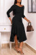 Black Fashion Casual Solid Asymmetrical V Neck Long Sleeve Dresses