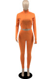 Rose Red Casual Solid Patchwork Zipper Collar Long Sleeve Two Pieces