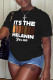 Black Casual Letter Print Patchwork O Neck T-Shirts