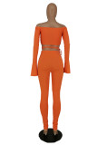 Grey Sexy Casual Solid Bandage Spaghetti Strap Long Sleeve Two Pieces