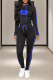 Blue Casual Print Patchwork Hooded Collar Long Sleeve Two Pieces