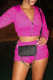 Rose Red Casual Solid Patchwork Hooded Collar Long Sleeve Two Pieces