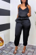 Black Sexy Solid Patchwork Spaghetti Strap Harlan Jumpsuits