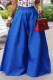 Dark Blue Casual Solid Patchwork Loose High Waist Wide Leg Solid Color Bottoms